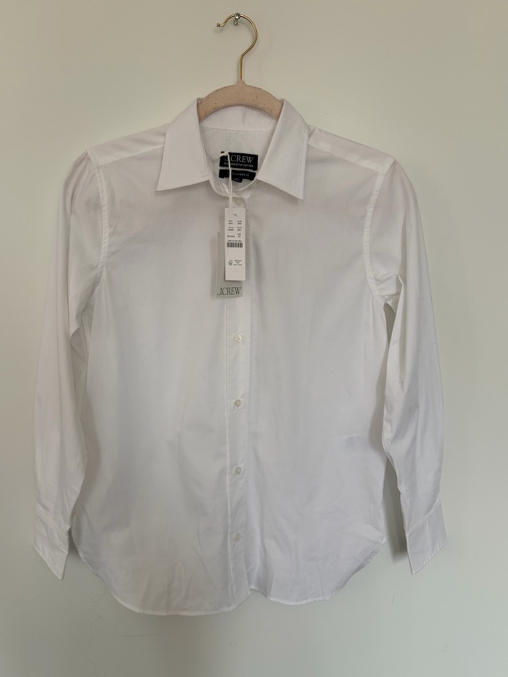 NWT J.CREW White Cotton Classic Fit Button-down Shirt - Size 2P